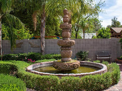 Stunning tranquil garden with large water fall.