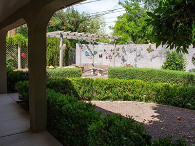 large shaded patio